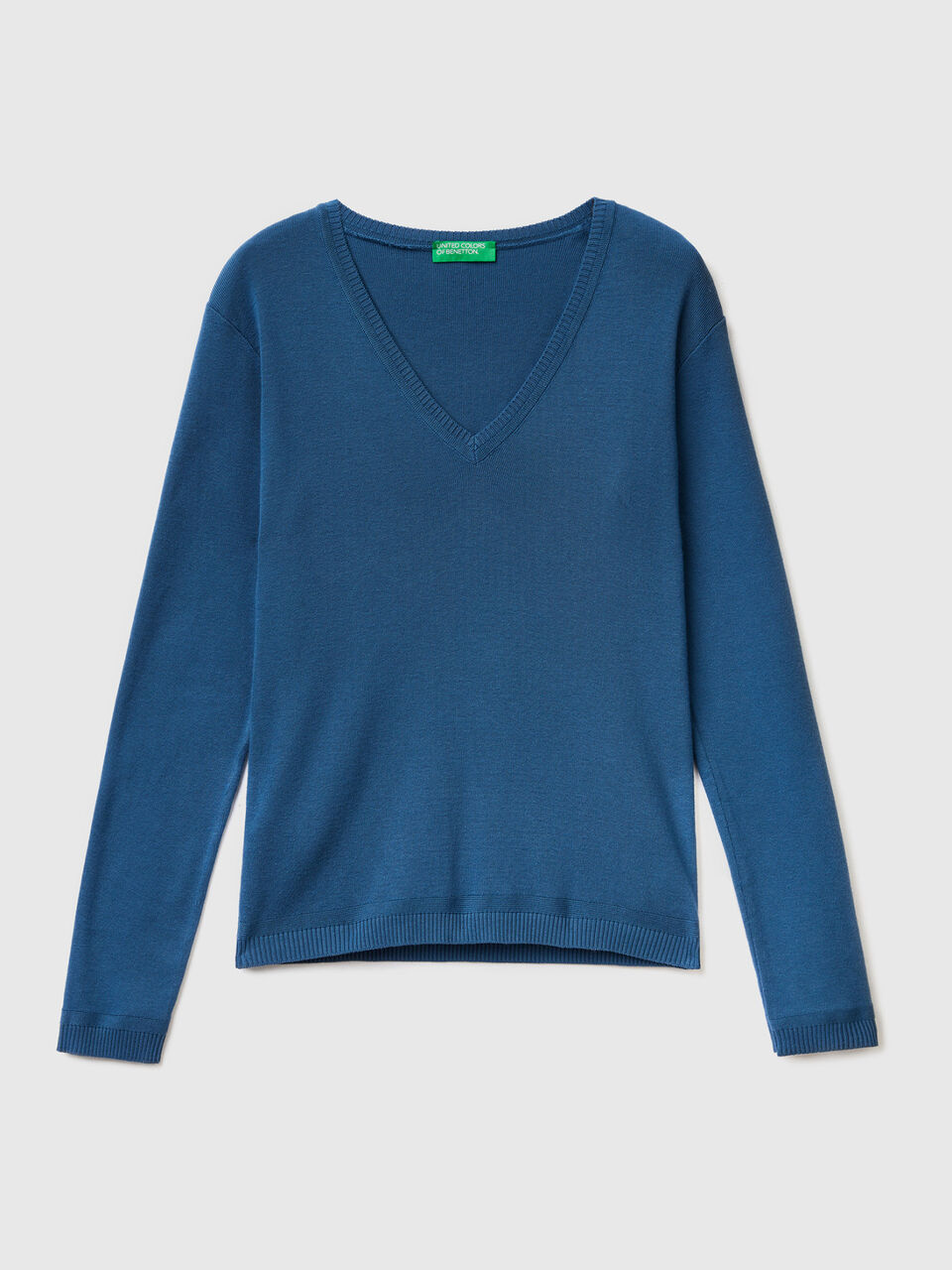 V-neck sweater in pure cotton image number 1