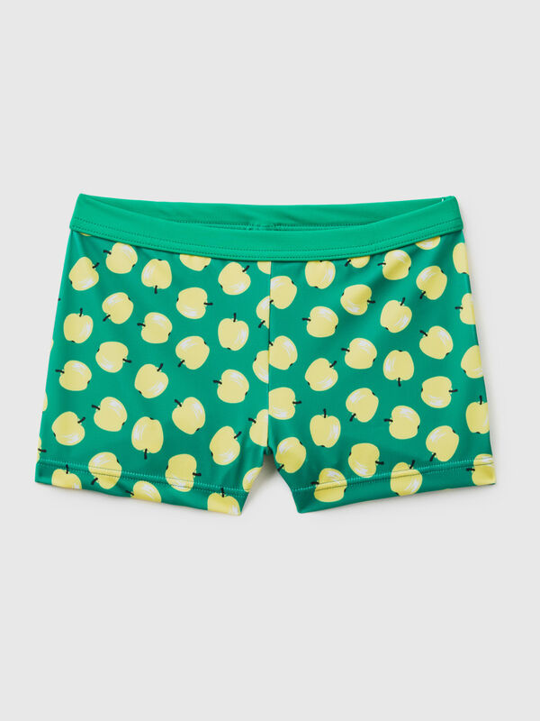 Green swim trunks with apple pattern Junior Boy