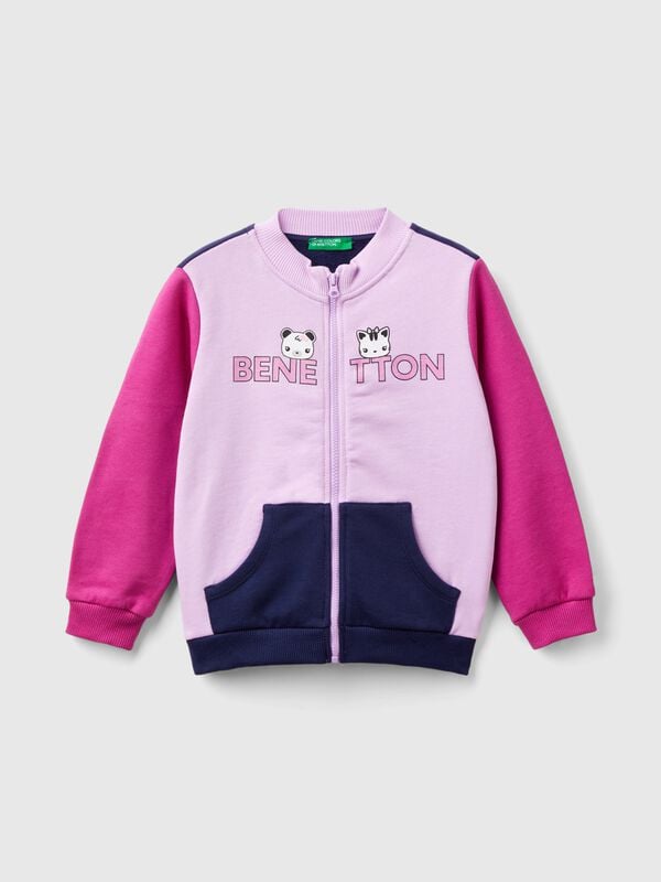 Hoodie with zip in organic cotton Junior Girl