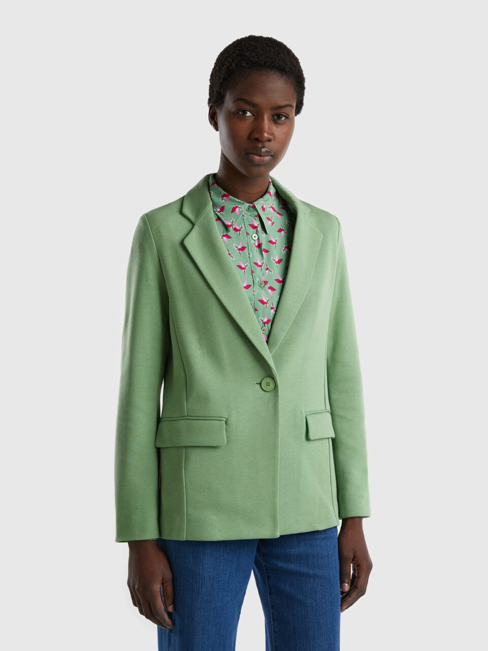 Green wool blazer best sale womens