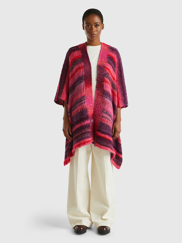 Multicolor poncho in wool blend Women