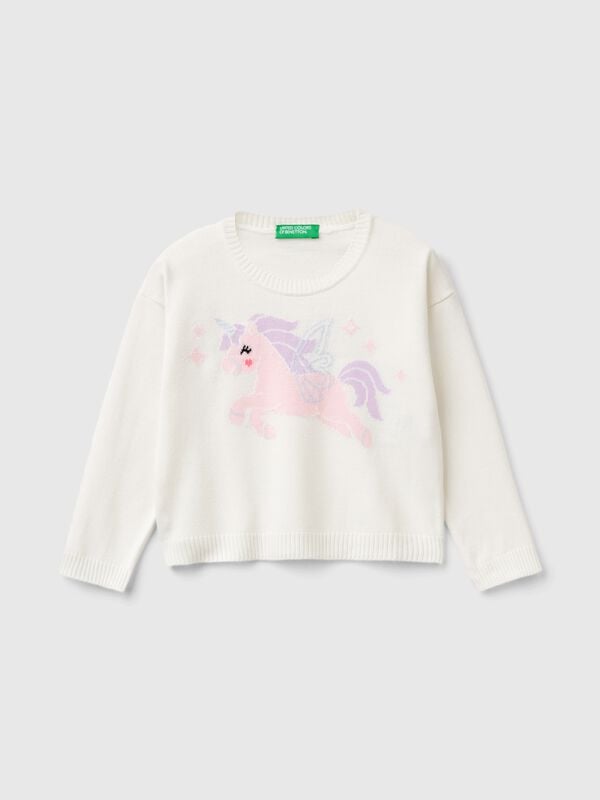 Sweater with unicorn inlay Junior Girl