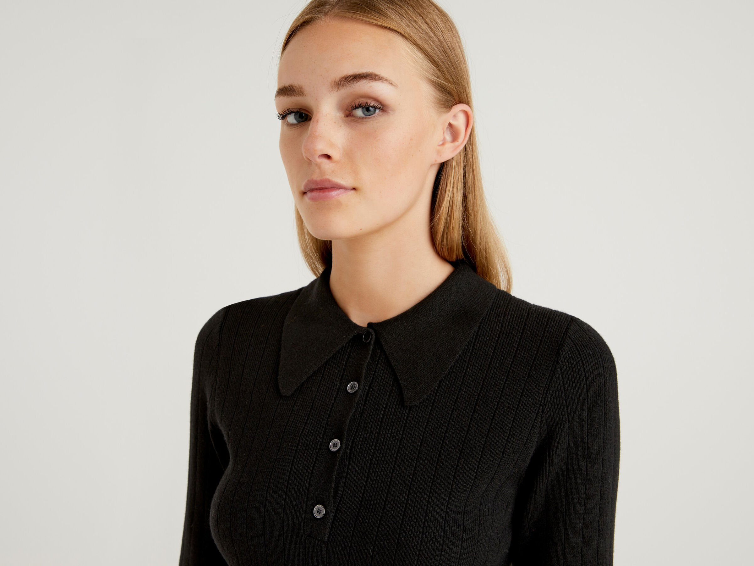 Slim fit knit polo image number 3