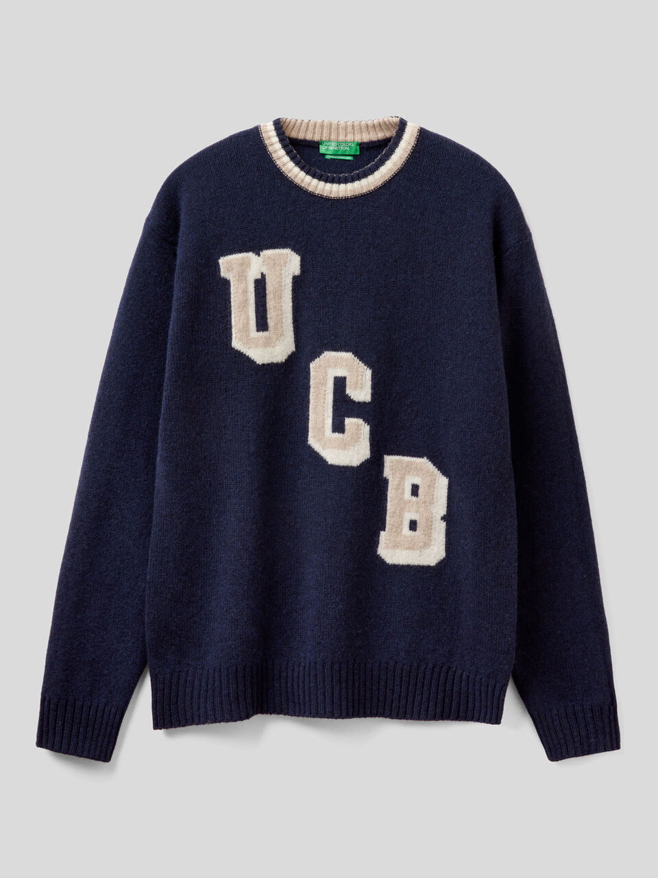 Sweater with inlay in pure Shetland wool image number 1