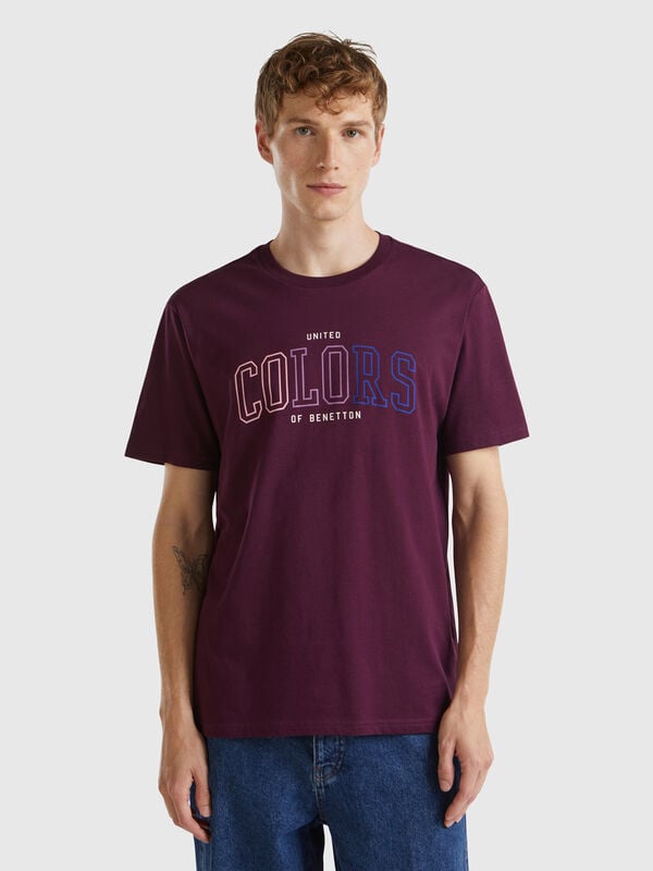 Plum organic cotton t-shirt with multicolor logo Men