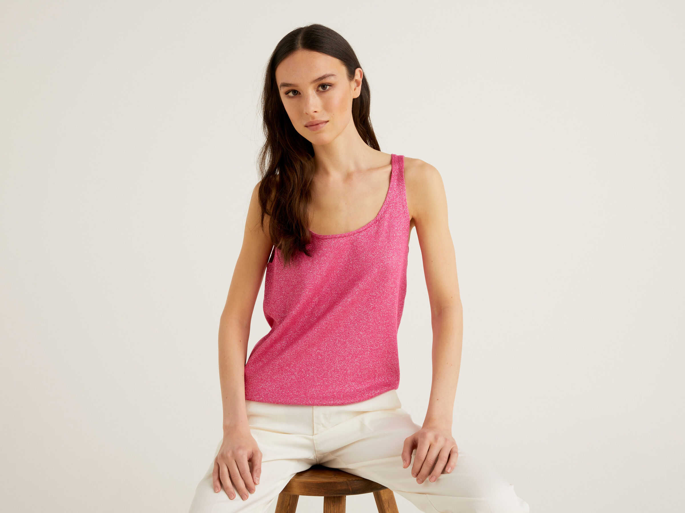 Tank top in viscose and lurex image number 3