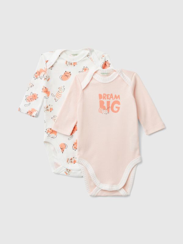 Two long sleeve bodysuits in organic cotton New Born (0-18 months)