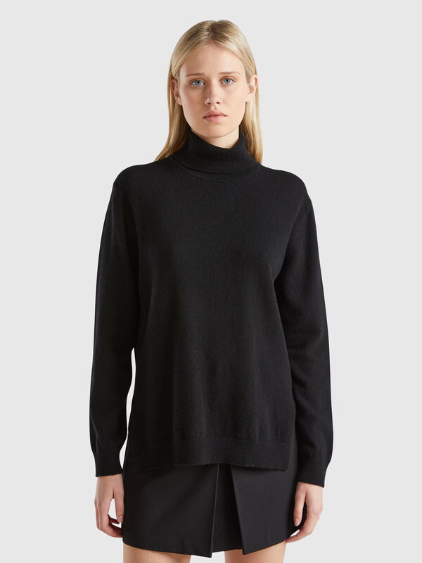 Oversized fit turtleneck in pure cashmere Women