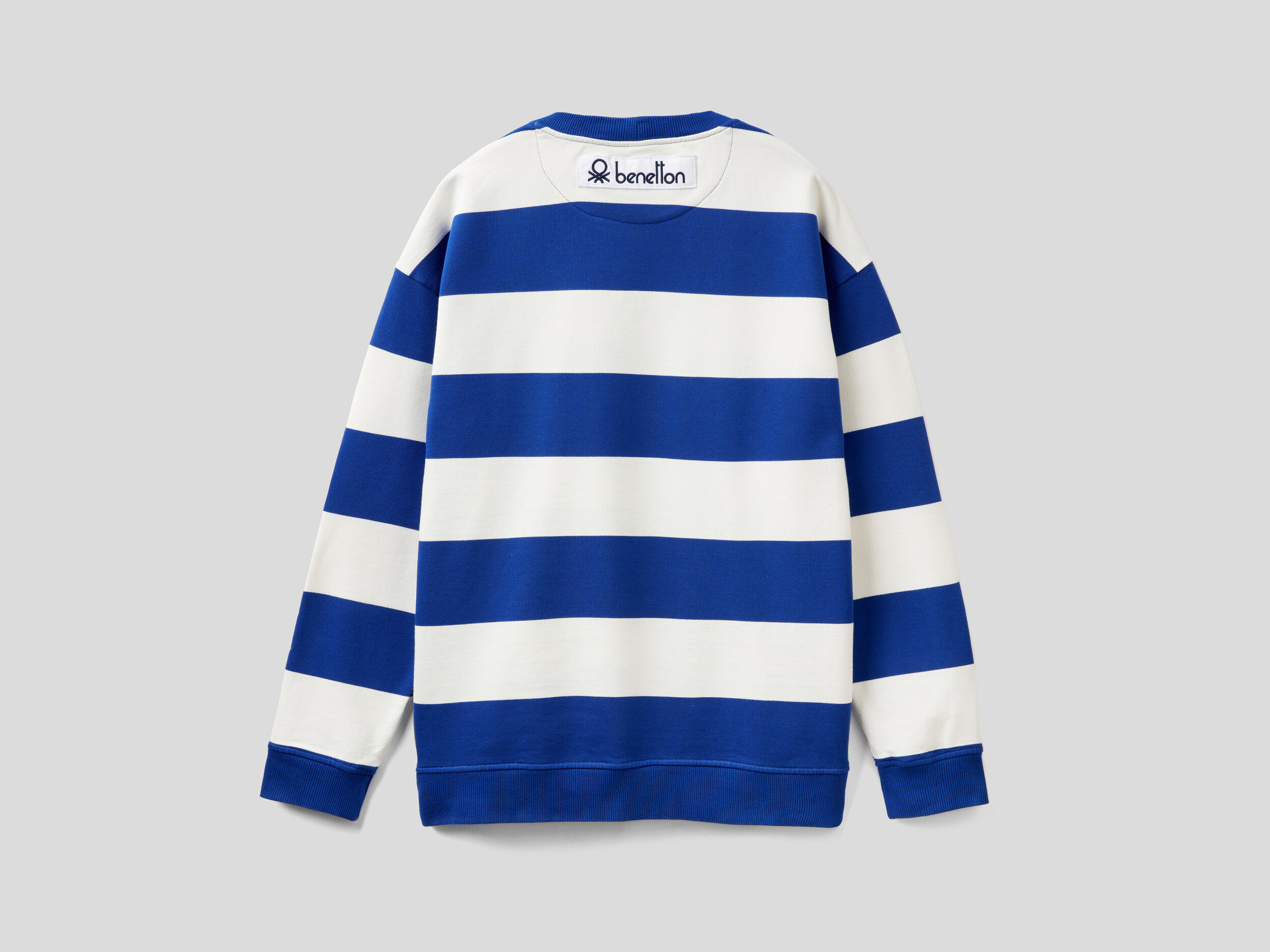Blue and white striped sweatshirt clearance