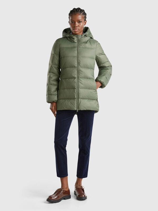 Long puffer jacket with recycled down Women