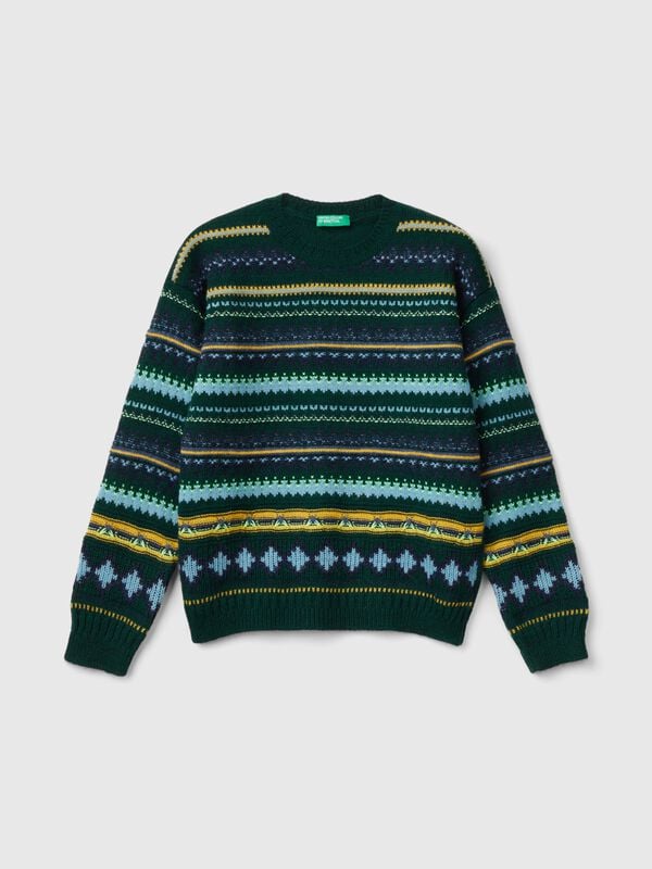 Jacquard sweater in wool blend Junior Boy
