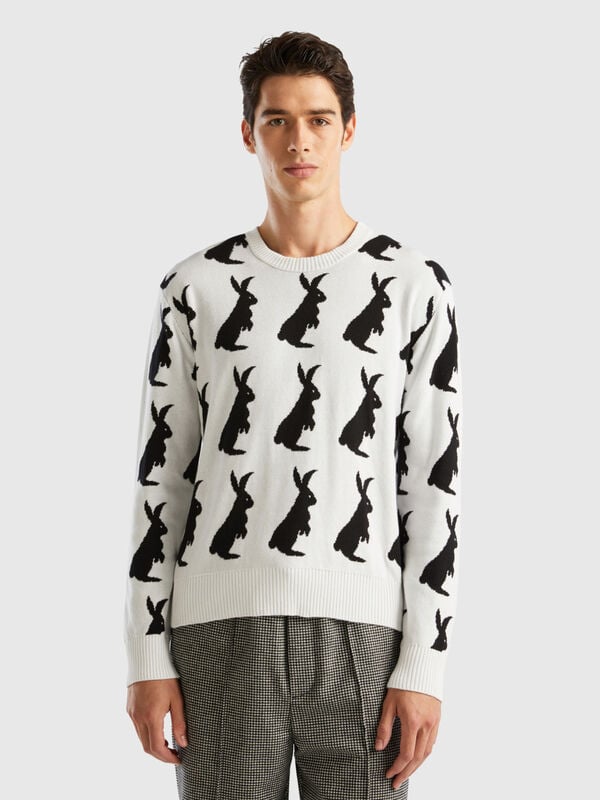 Sweater with bunny pattern Men