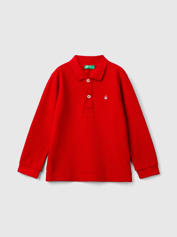Long sleeve polo in organic cotton Junior Boy
