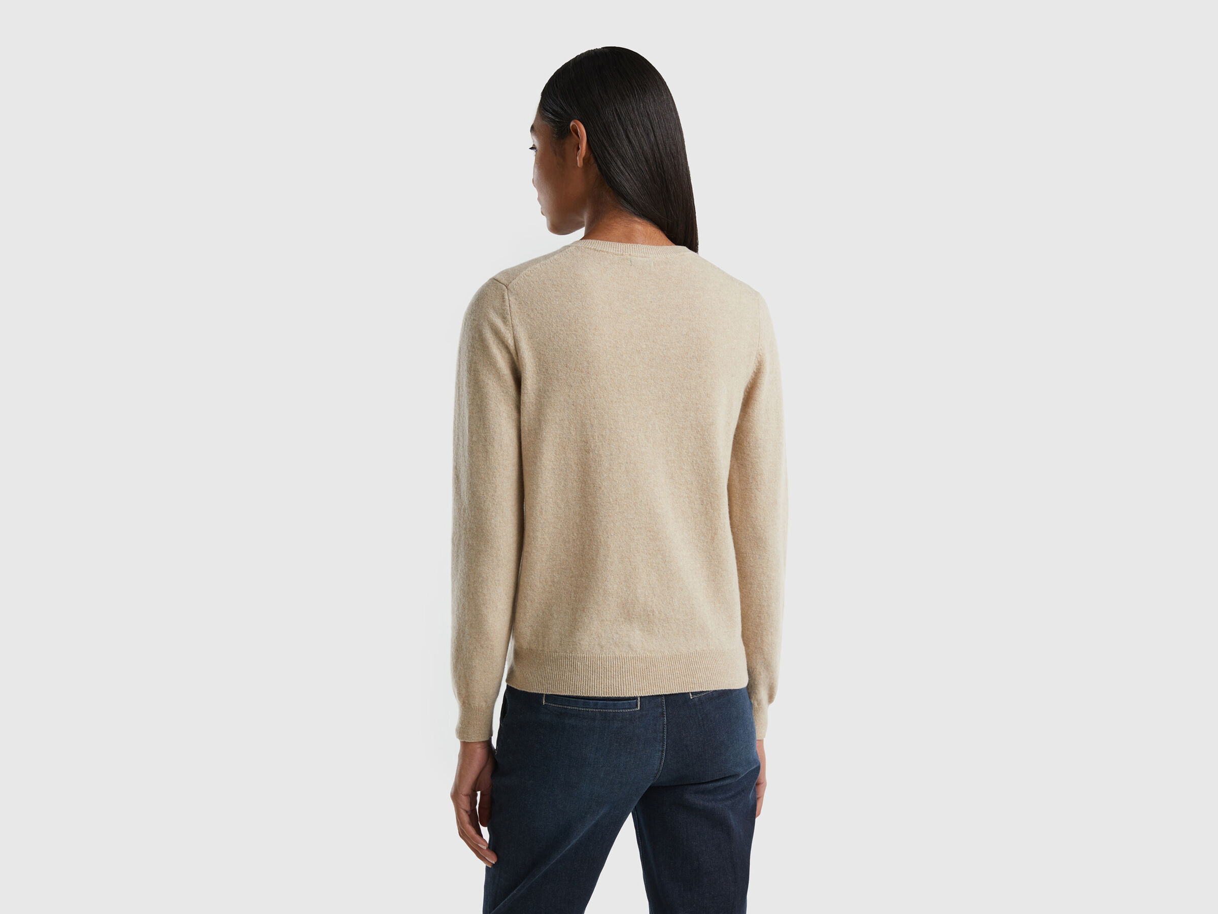 Crew neck cardigan in pure virgin wool image number 2