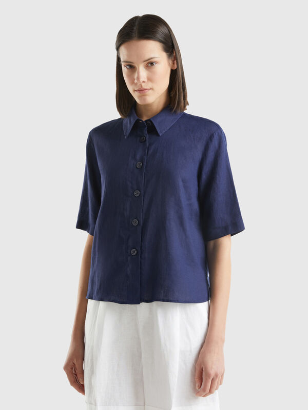 Short shirt in pure linen Women