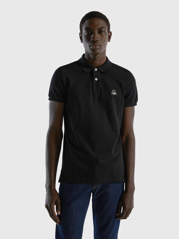 Black slim fit polo Men