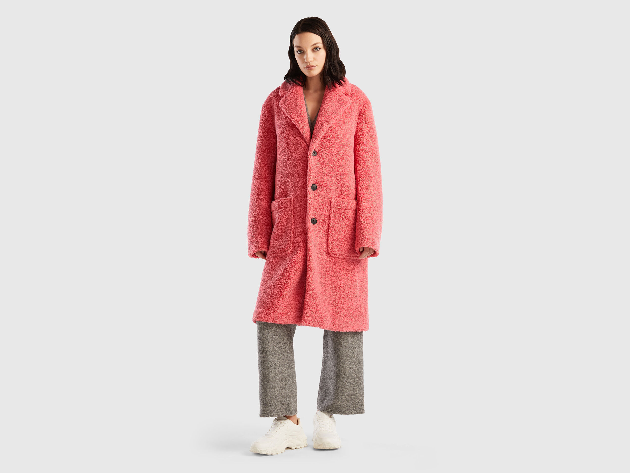 Benetton pink coat clearance