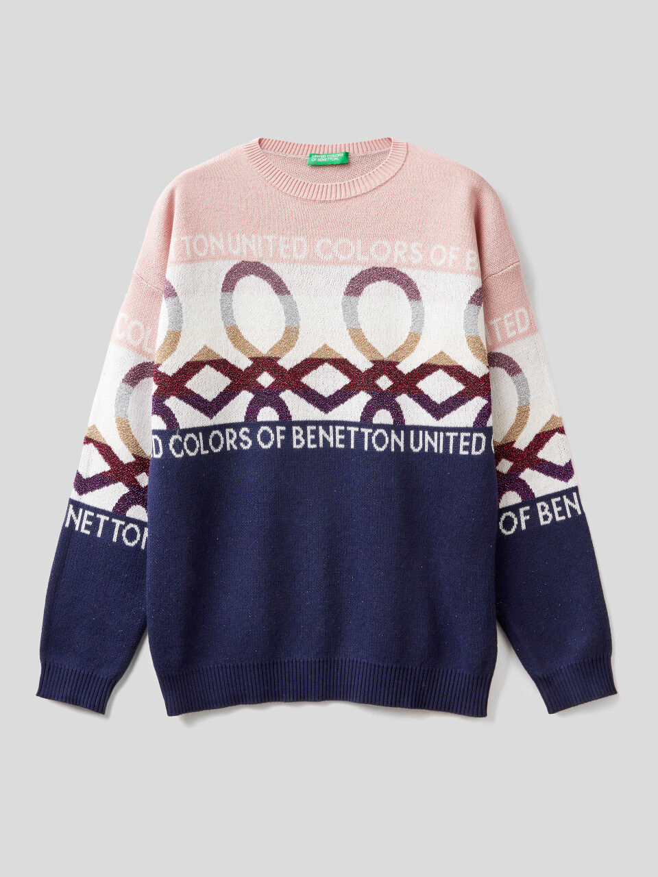 Tricot sweater with logo inlays