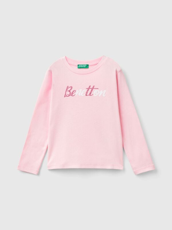 Organic cotton t-shirt with glittery print Junior Girl