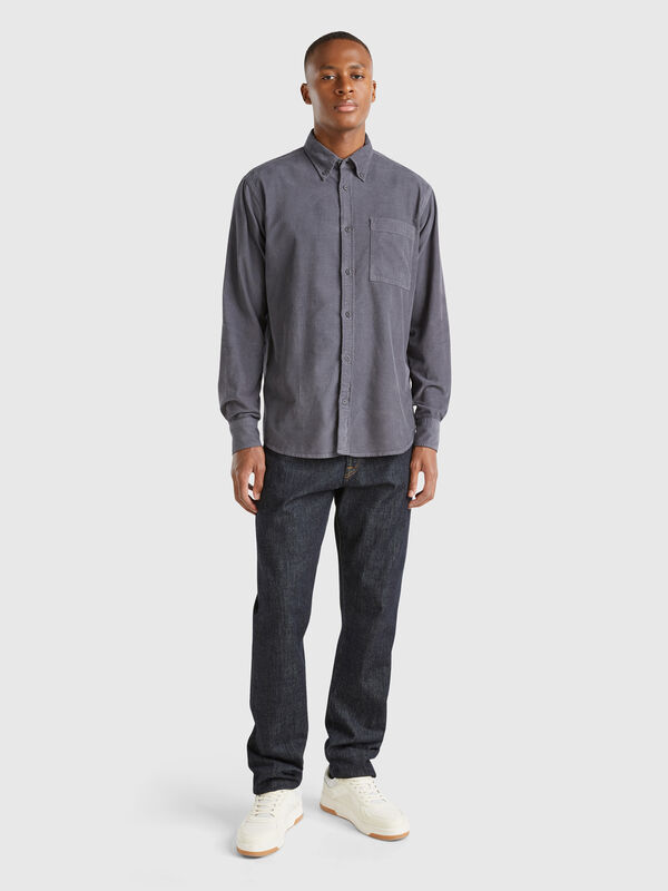 Ribbed velvet shirt Men