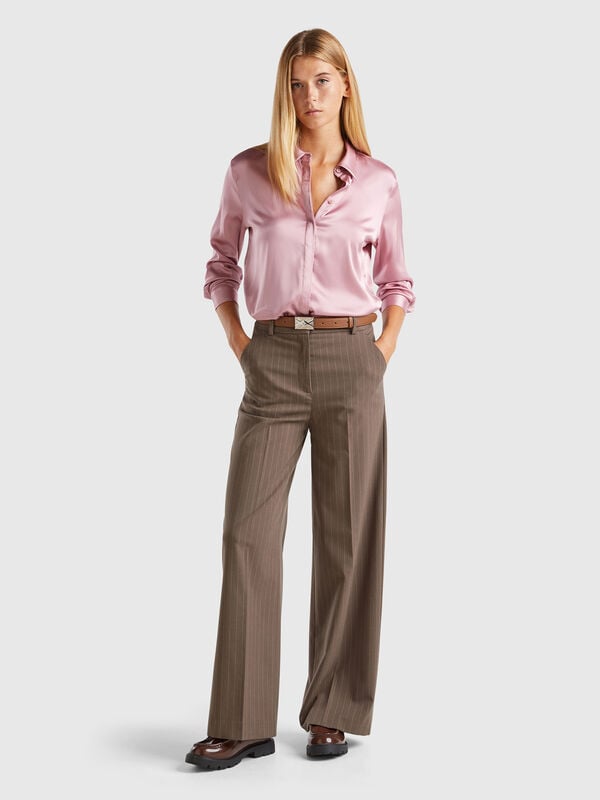 Pinstripe trousers with wide leg Women