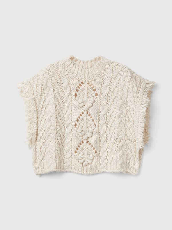 Wool blend knit cape Junior Girl