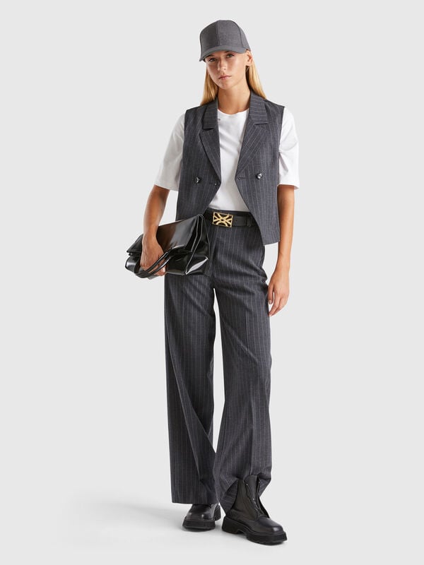 Pinstripe trousers with wide leg Women