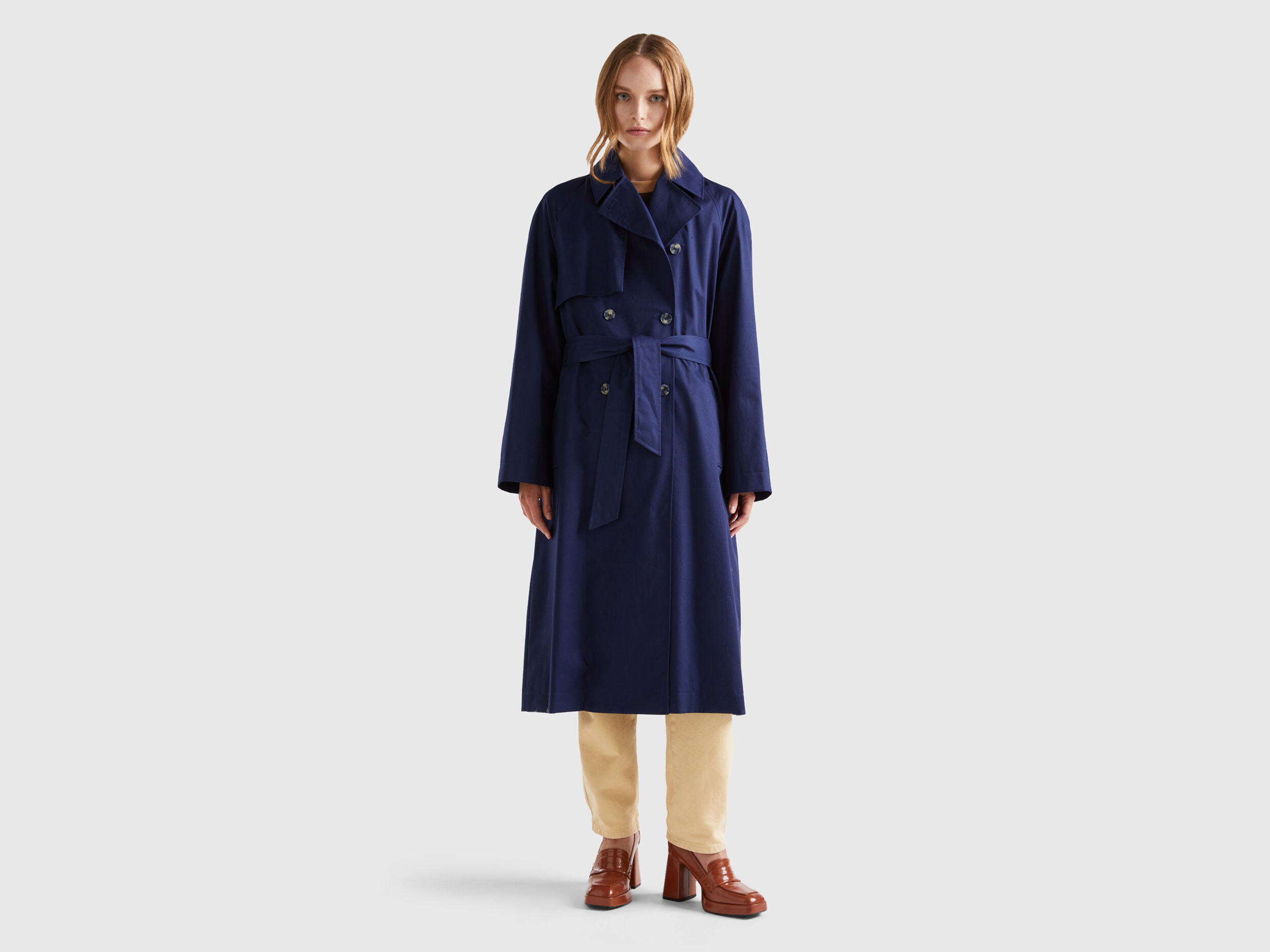 Benetton mid length hidden double breasted coat clearance