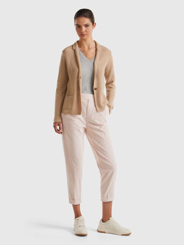Chinos in velvet with stretch waist Women