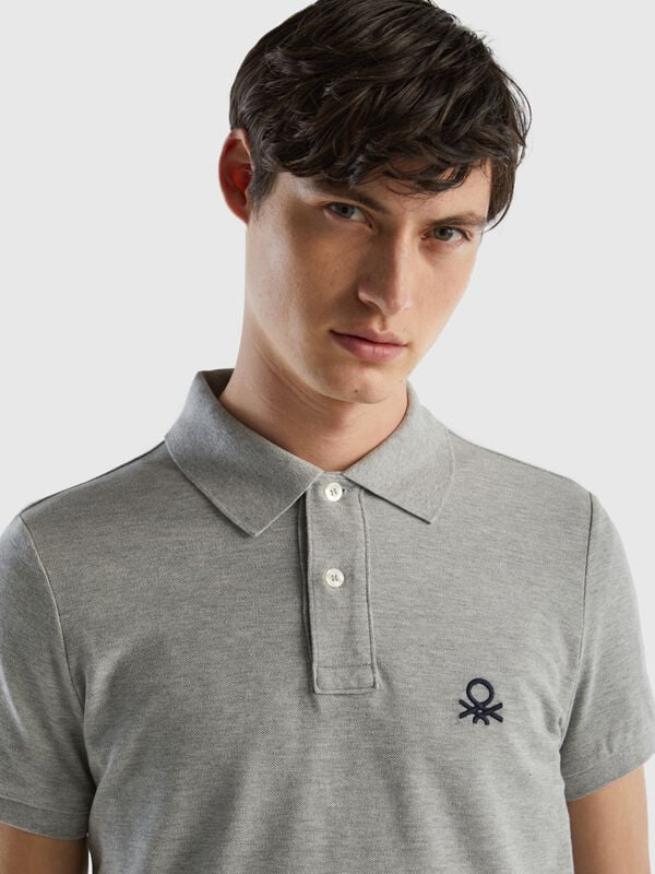 Mélange gray slim fit polo Men