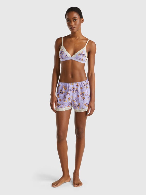 Charmeuse shorts with floral print Women
