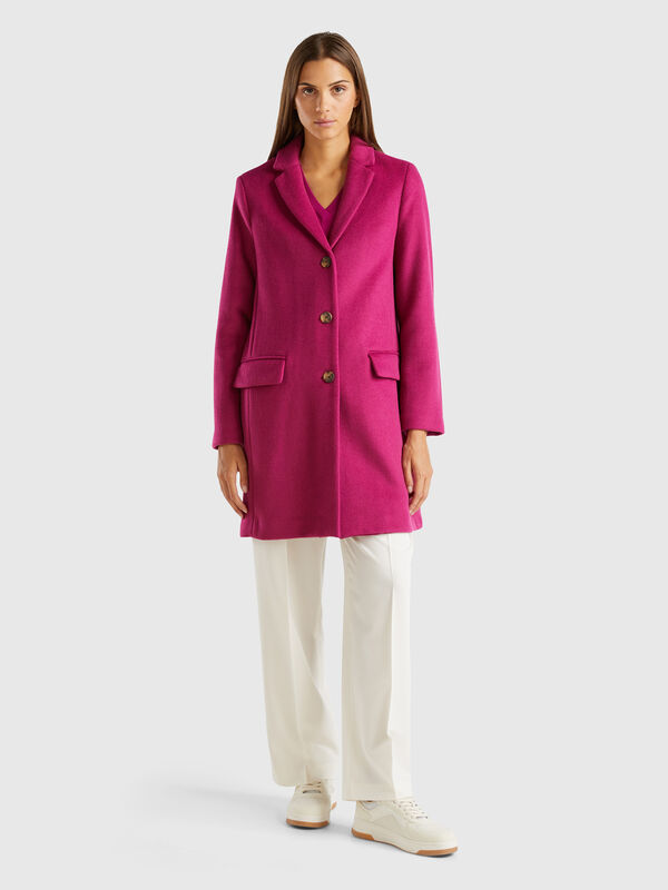 Short coat in wool blend cloth Women