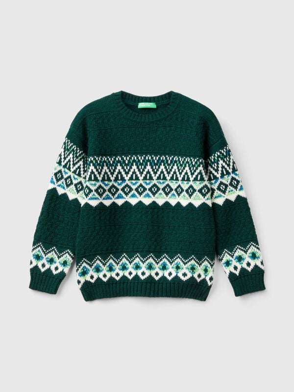 Jacquard sweater in wool blend Junior Boy