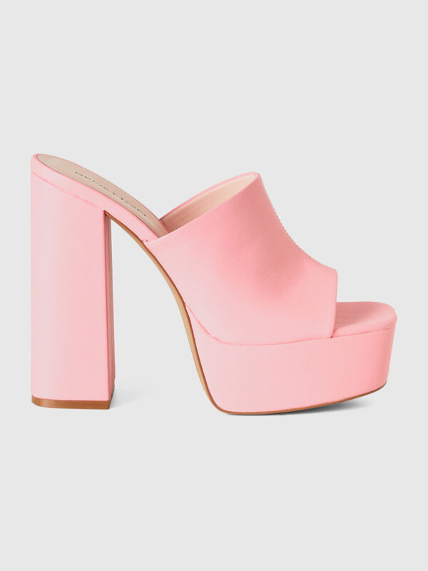 Pink mules with heel and platform Women