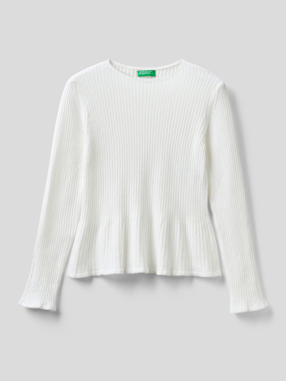 Ribbed knit sweater with flared bottom image number 1