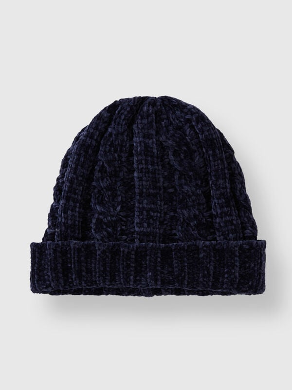Chenille hat with cable knit Junior Boy