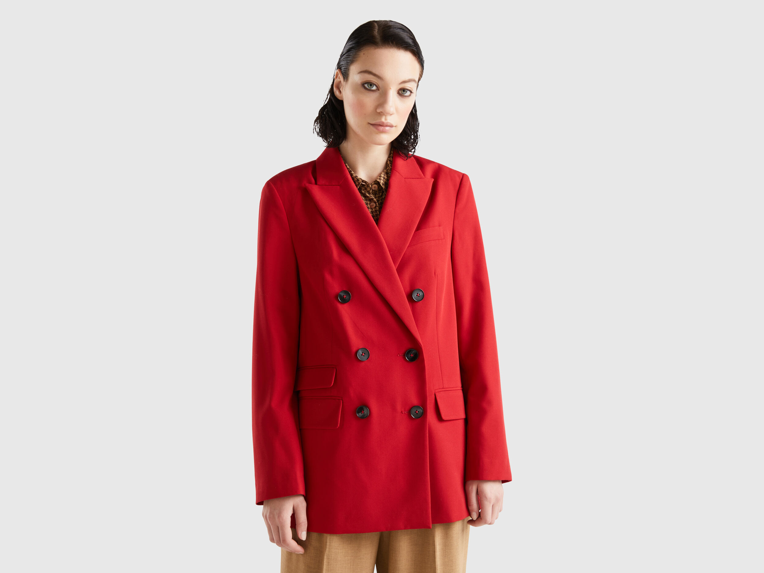 Double breasted blazer Red Benetton