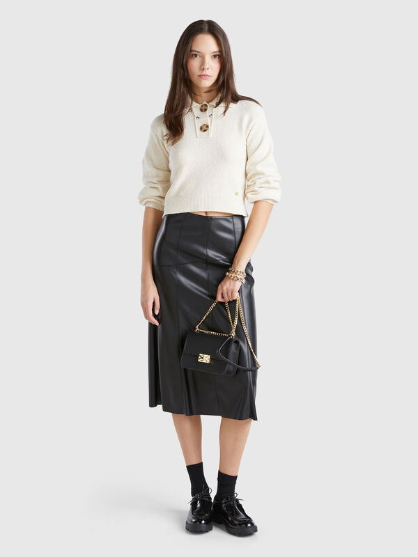 Midi skirt in imitation leather Women