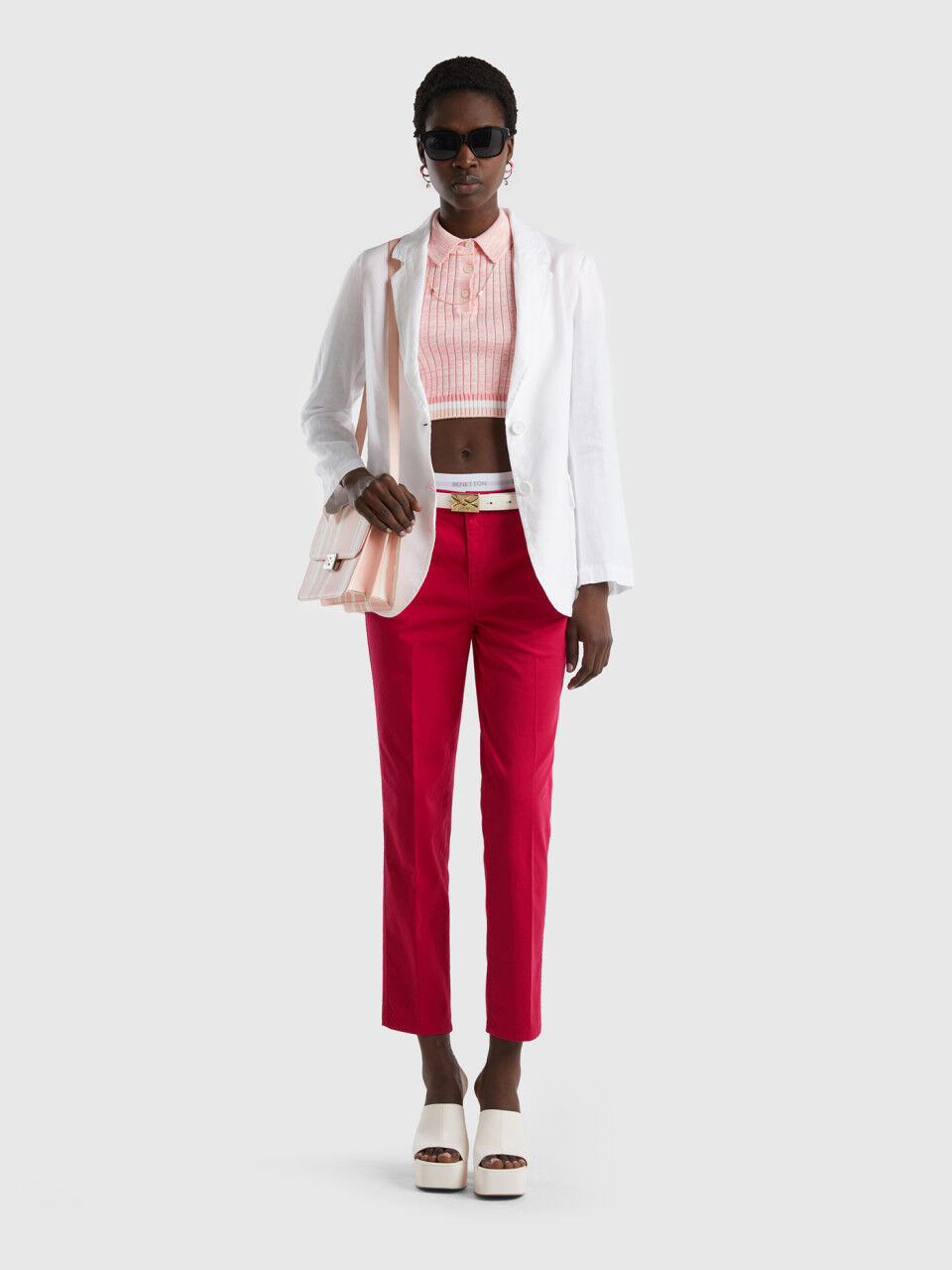 Red slim fit pants online