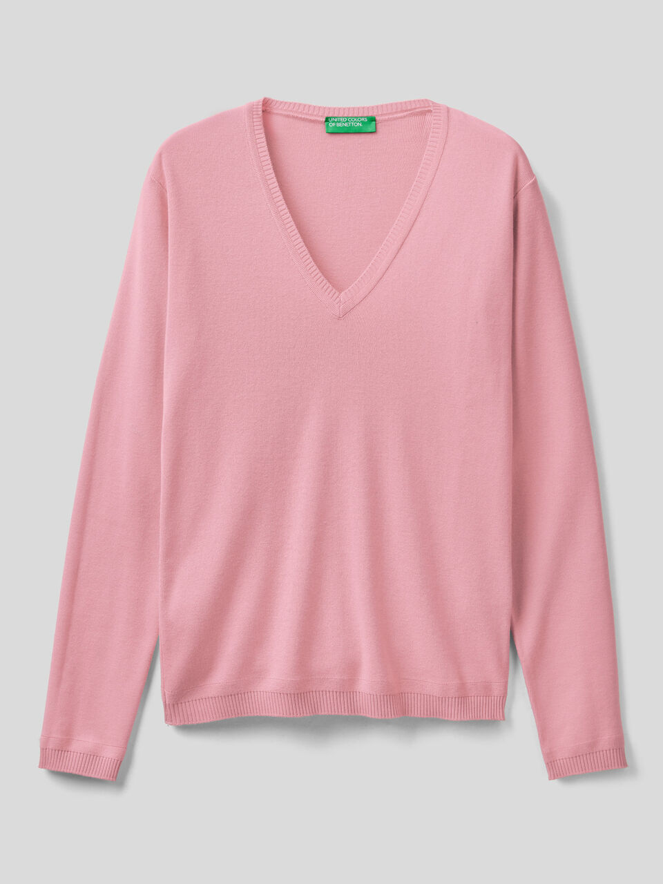 Pure cotton sweater with V-neck image number 1