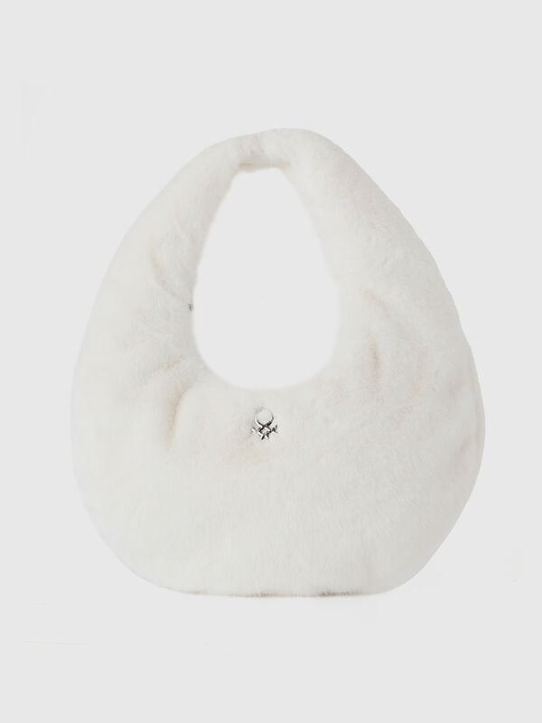 Large crescent moon bag in faux fur Women