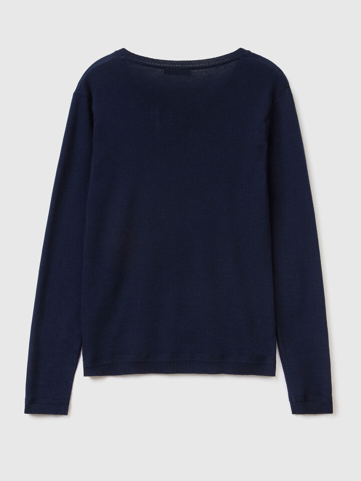 Crew neck sweater in pure cotton image number 2