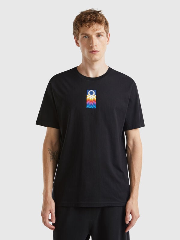 Black organic cotton t-shirt with logo Men