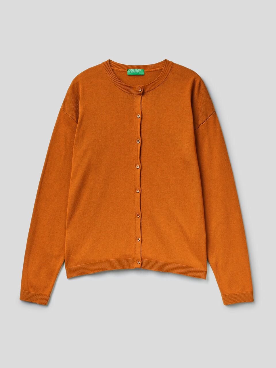 Crew neck cardigan with buttons image number 1