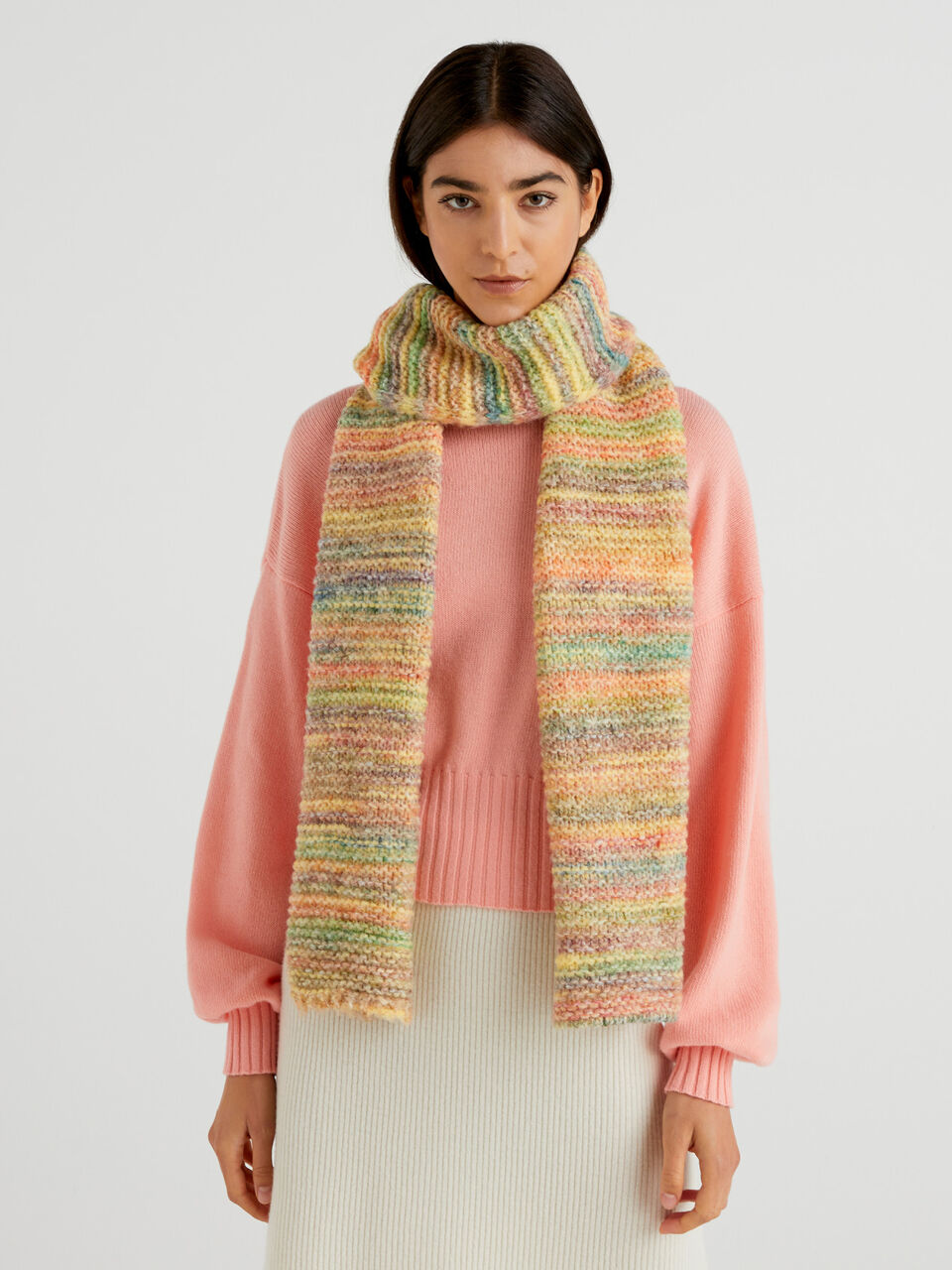 Multicolored scarf in wool blend image number 2