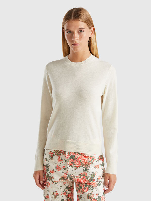 Cream white sweater in pure cashmere Women