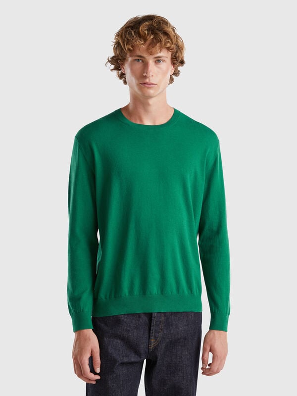 Crew neck sweater in lightweight cotton blend Men