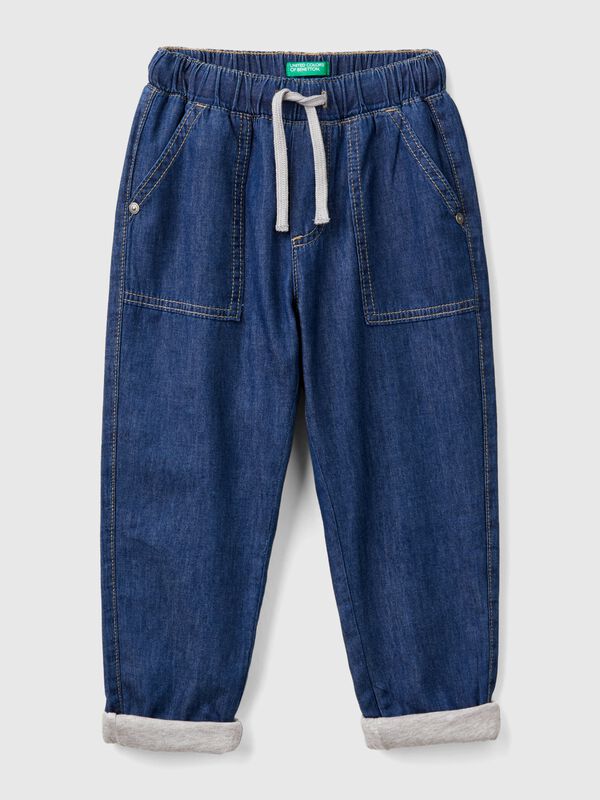 Lined joggers in denim Junior Boy