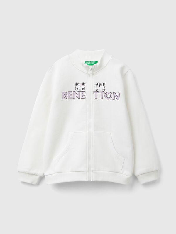 Hoodie with zip in organic cotton Junior Girl