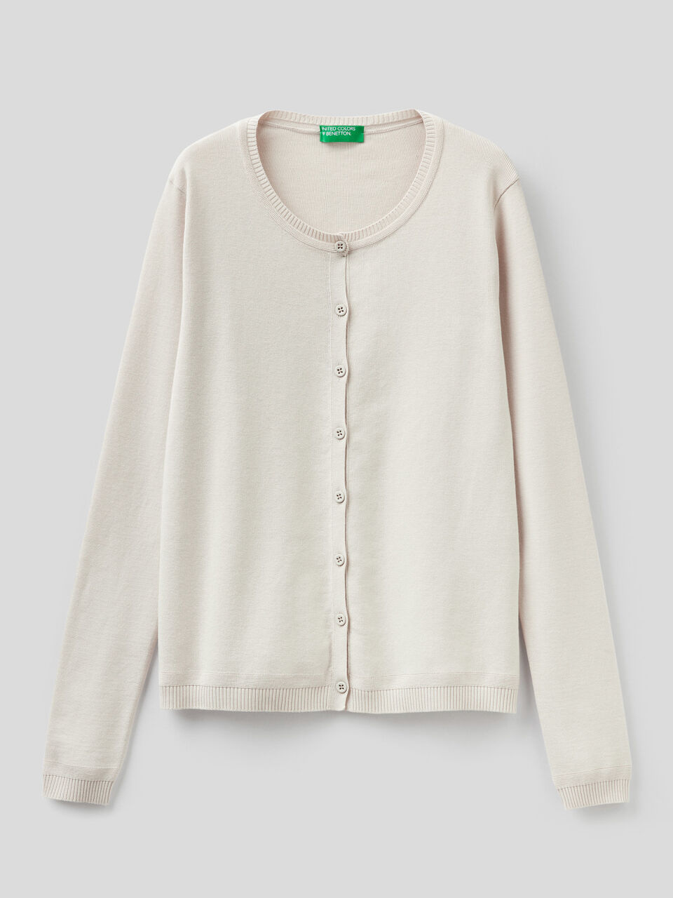 Pure cotton crew neck cardigan image number 1